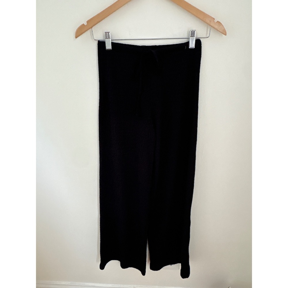 Zara Black Crinkle Textured Wide Leg Drawstring Pants Small Relaxed Trousers